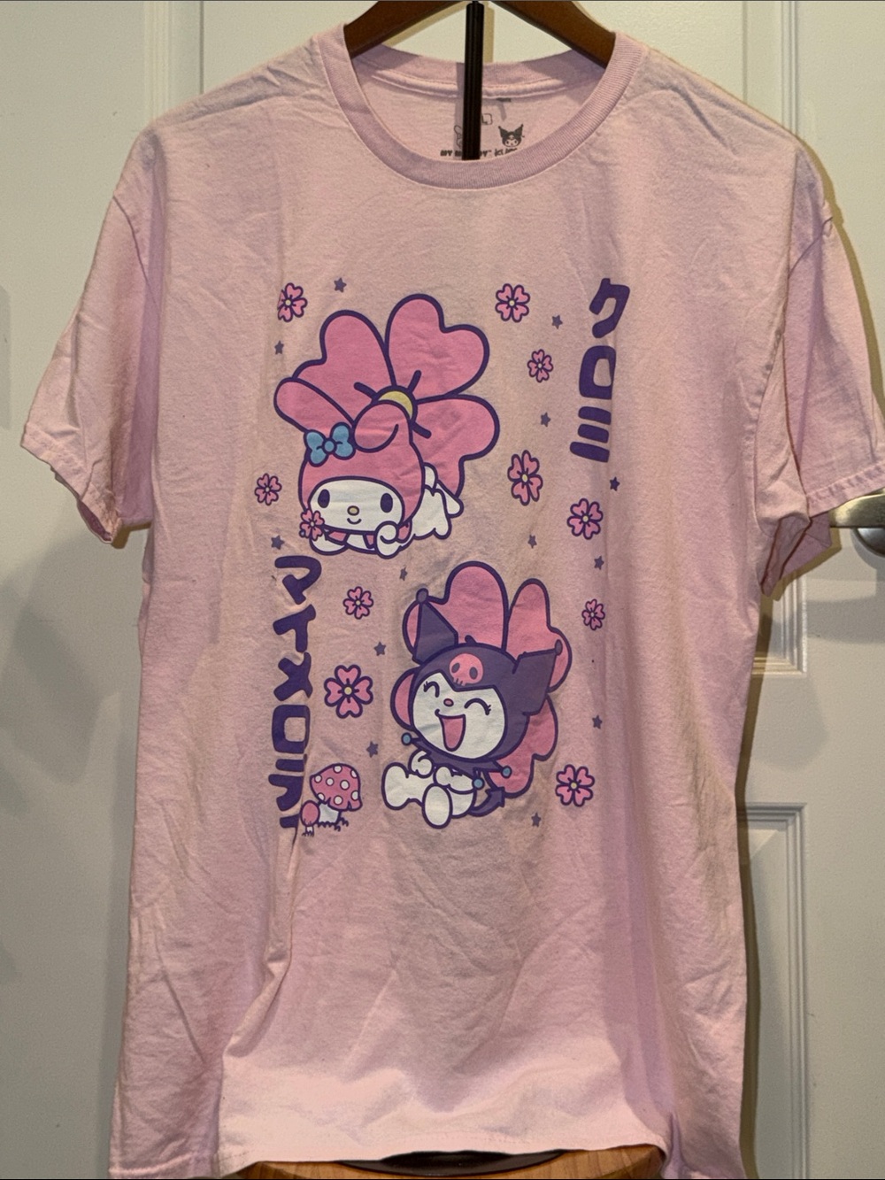 My Melody and Kuromi - Pink Tee with Character Art - size L